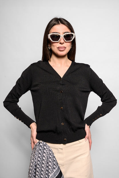 Cardigan filo basic nero
