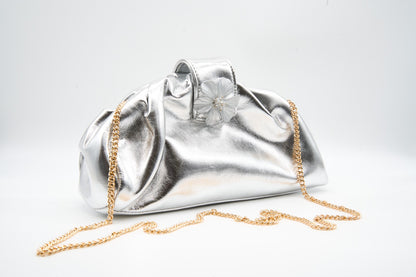 Pochette fiore silver