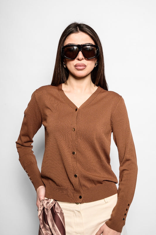 Cardigan filo basic camel