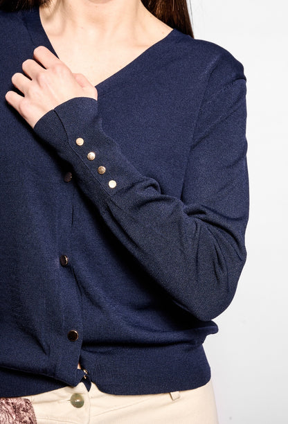 Cardigan filo basic blu
