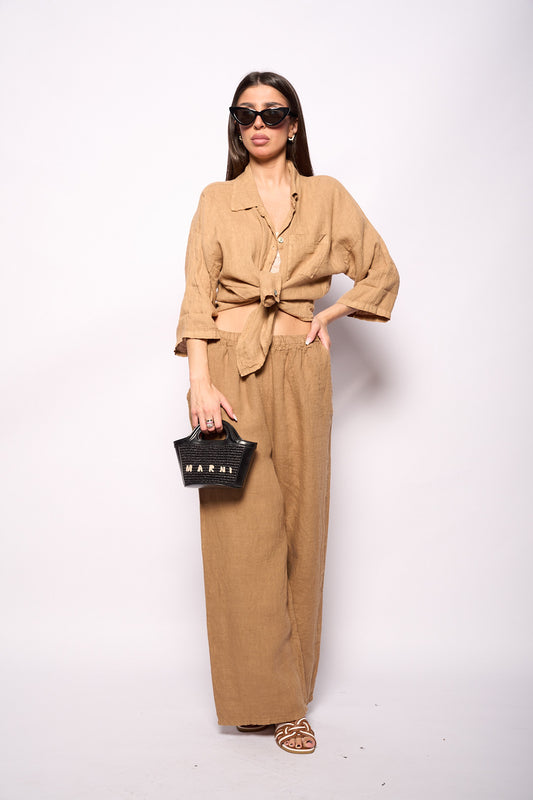 Pantalone lino camel
