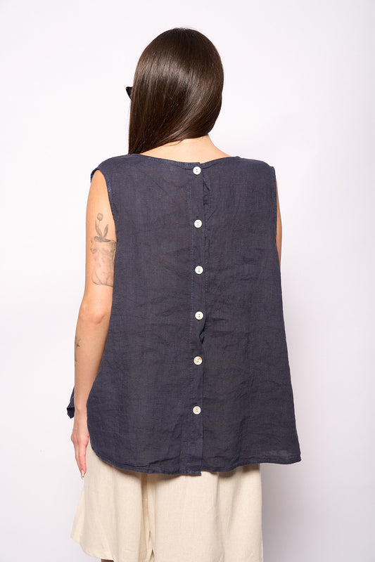 Canotta lino blu