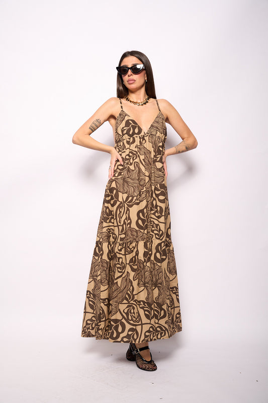 Abito stampa beige