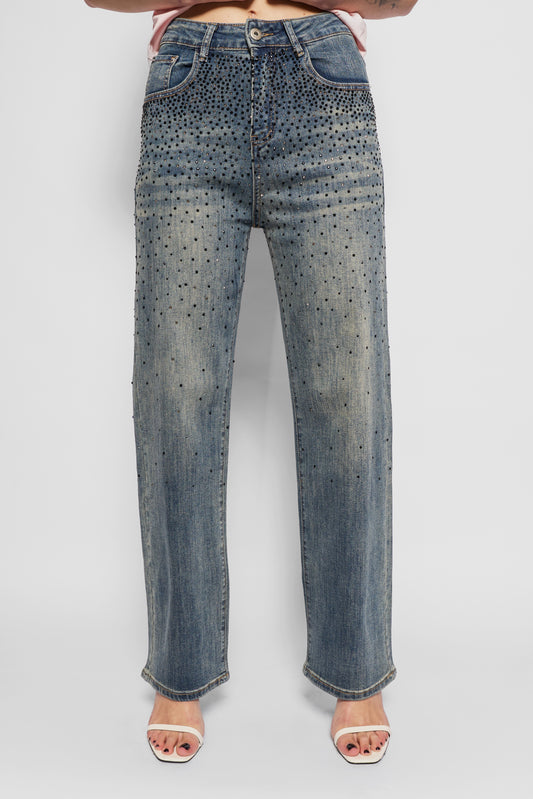 Jeans strass neri