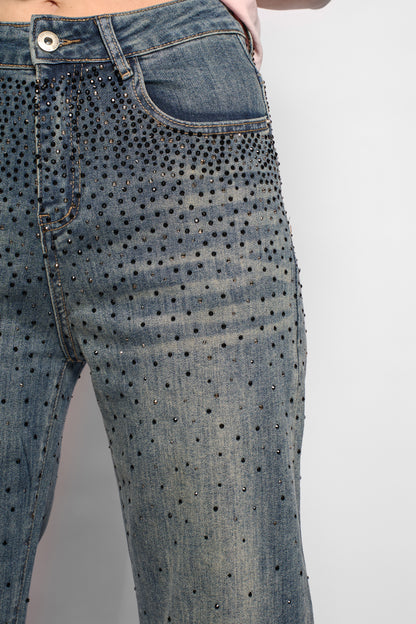 Jeans strass neri