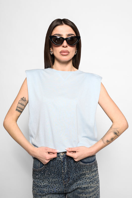 T-shirt spalline azzurra