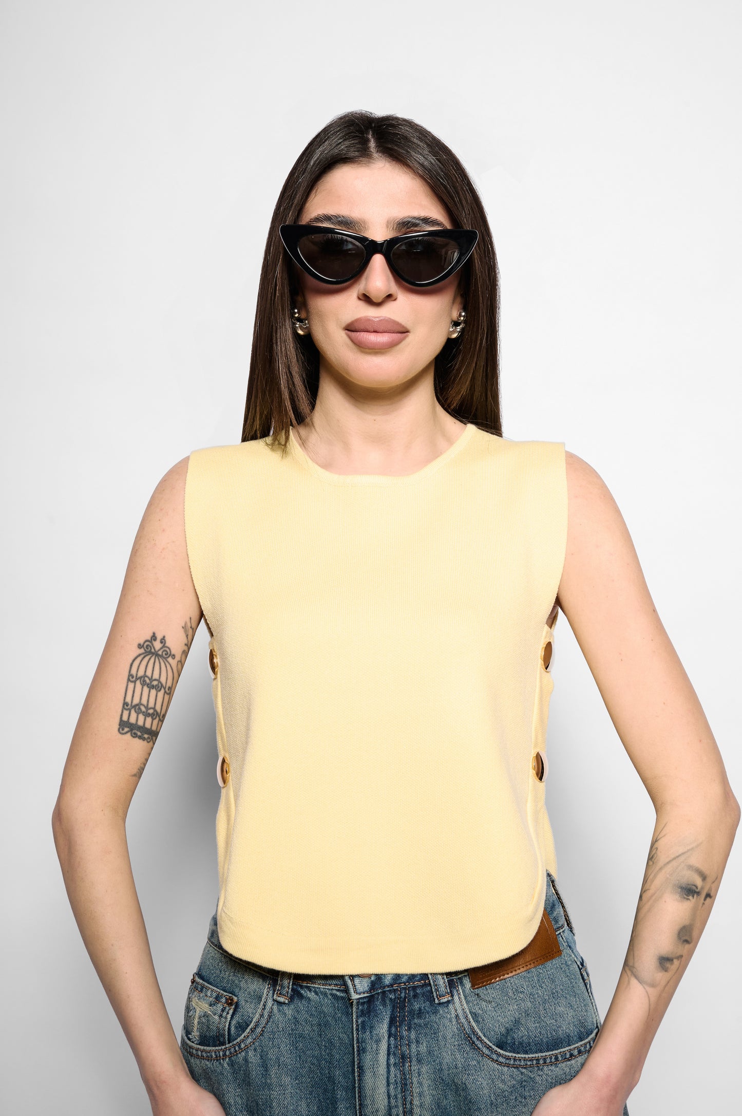 Gilet in maglia giallo