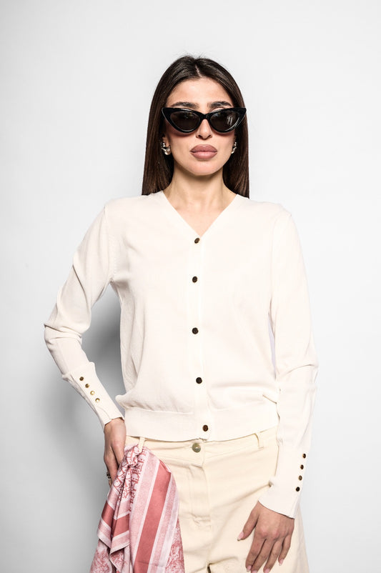 Cardigan filo basic bianco