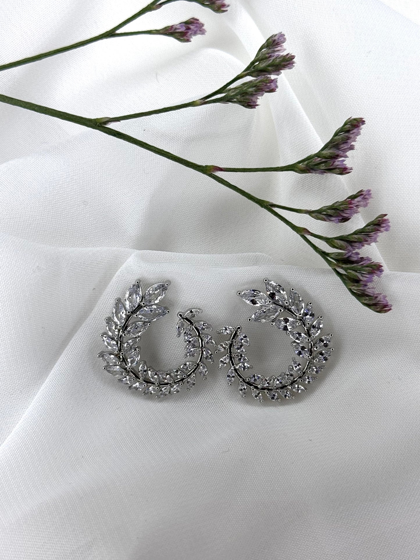 Orecchini strass foglie