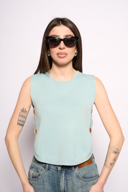 Gilet in maglia azzurro