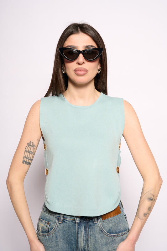 Gilet in maglia azzurro
