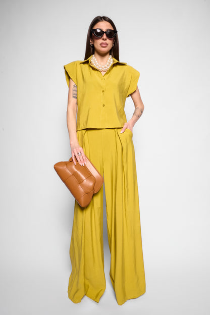 Pantaloni ampi verde