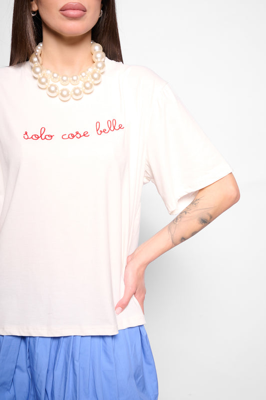 T-shirt scritta rossa