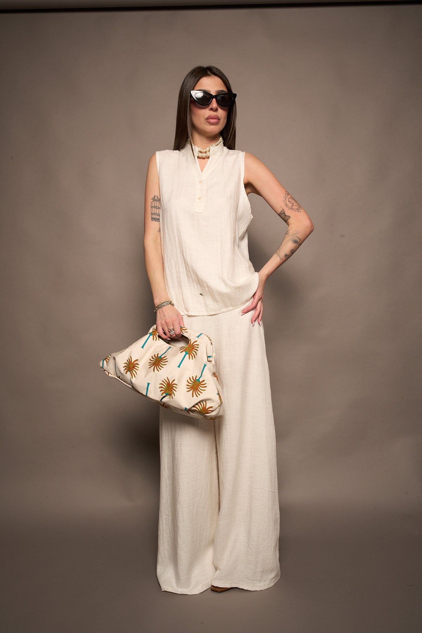 Pantalone lino bianco