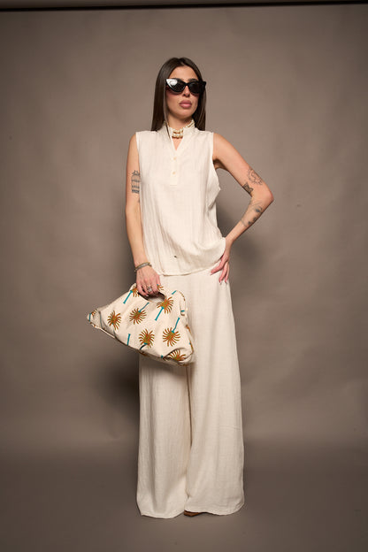 Pantalone lino bianco