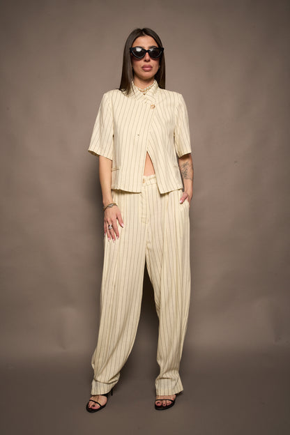 Pantalone righe bianco