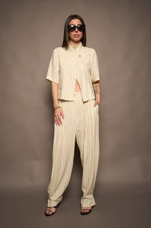 Pantalone righe bianco