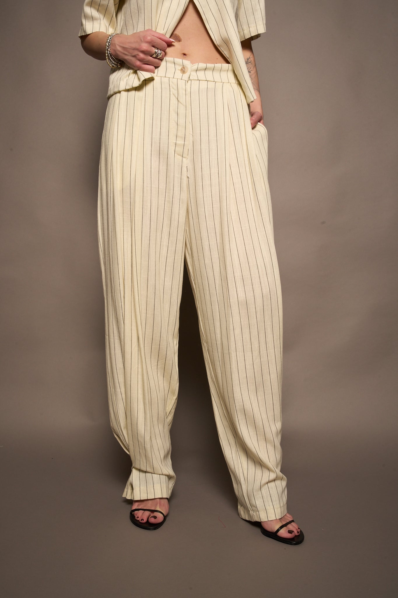 Pantalone righe bianco