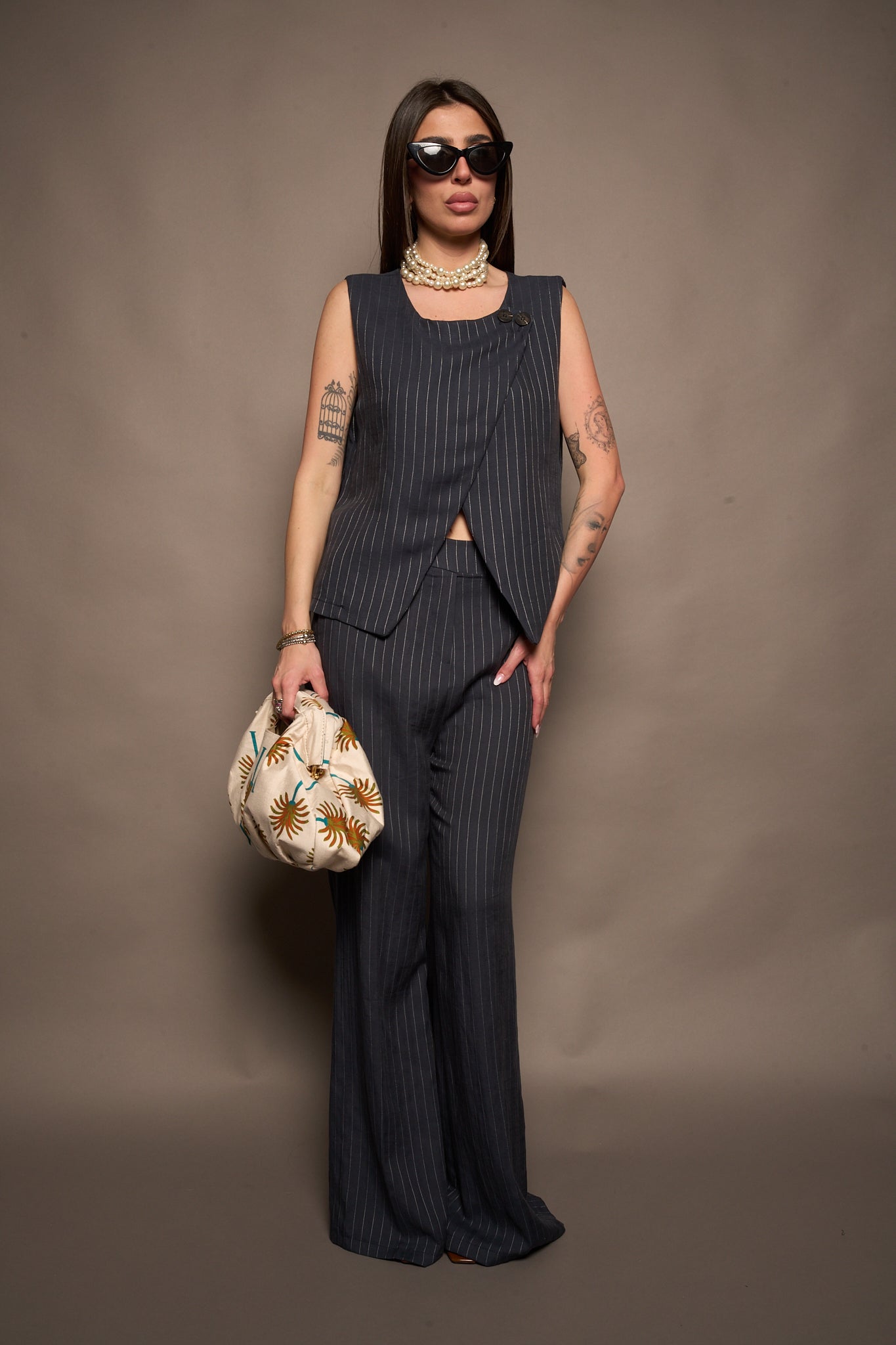 Pantalone righe blu