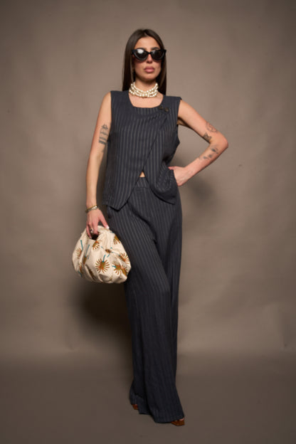 Gilet righe blu