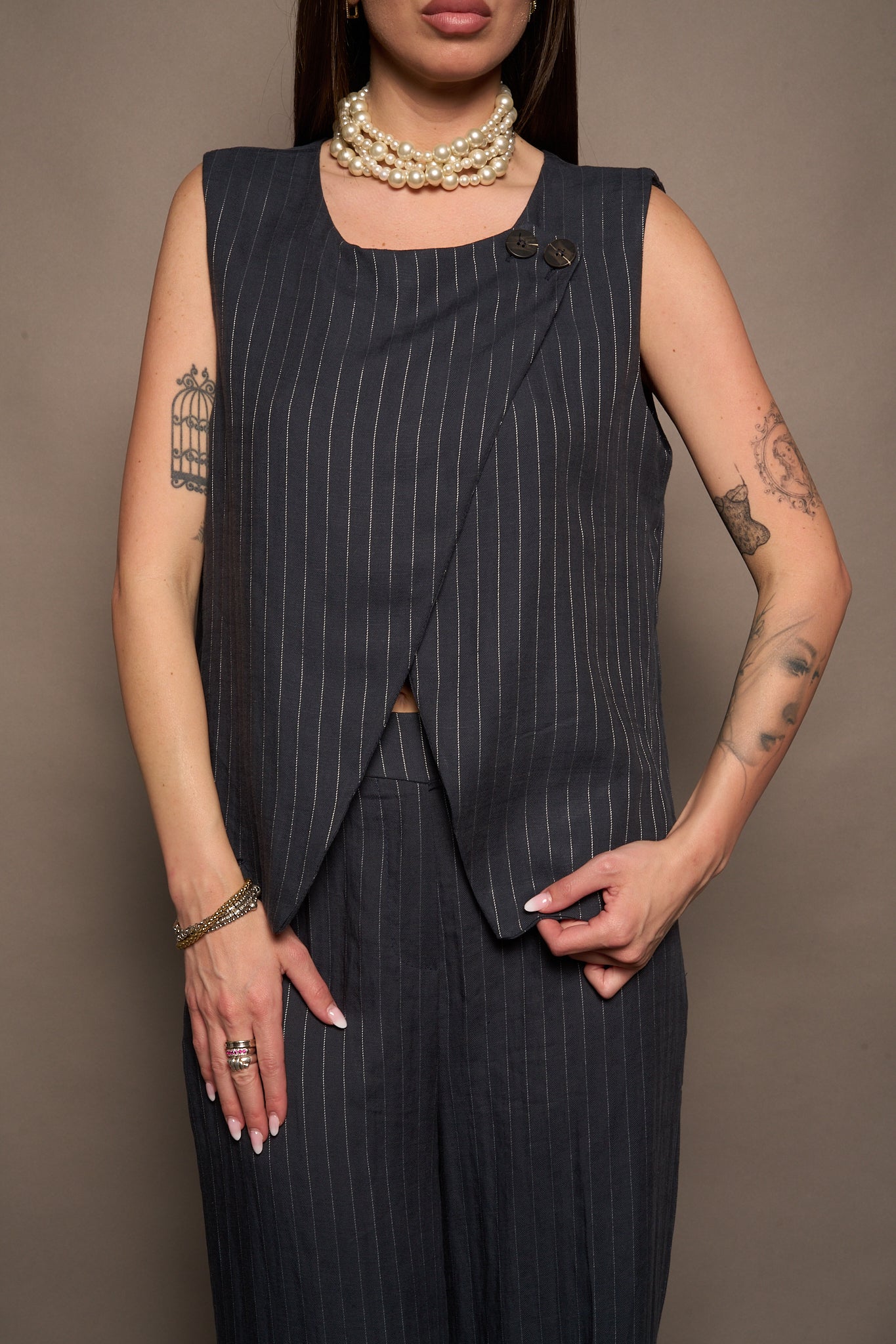 Gilet righe blu