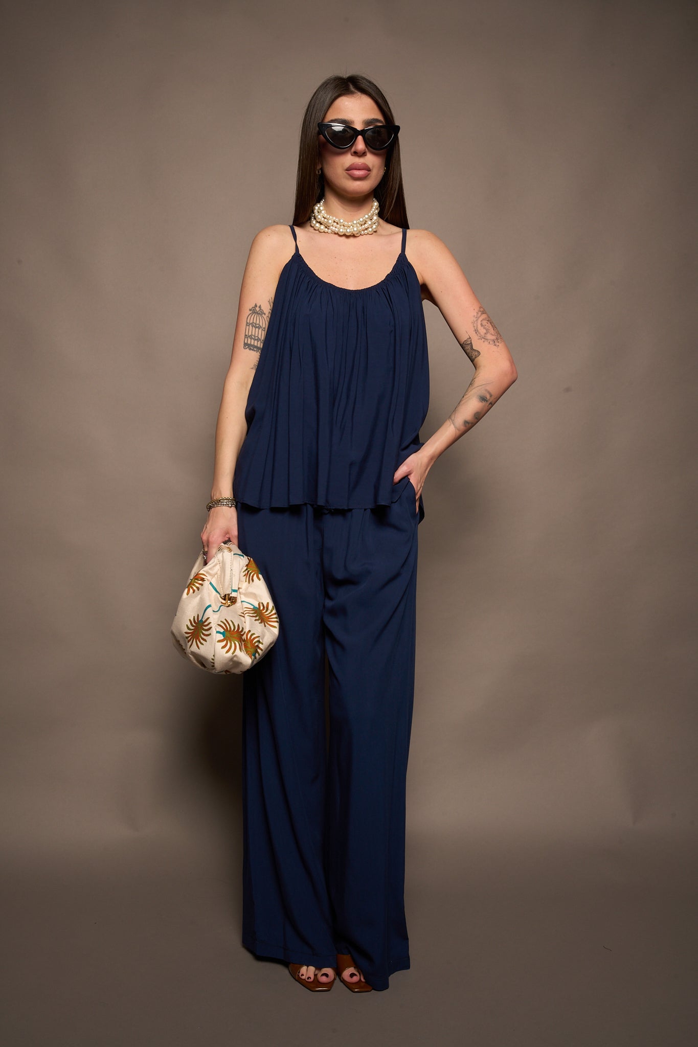 Pantalone morbido blu
