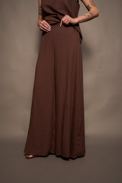 Pantalone lino marrone