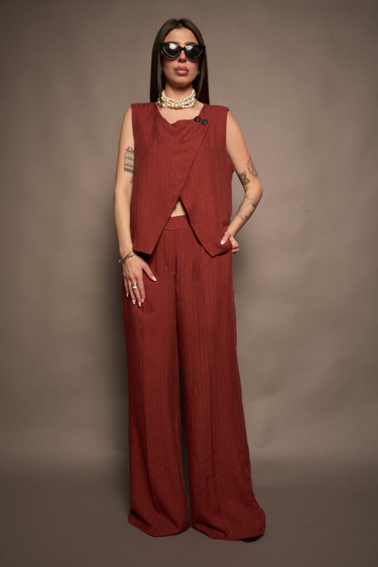 Pantalone righe mattone