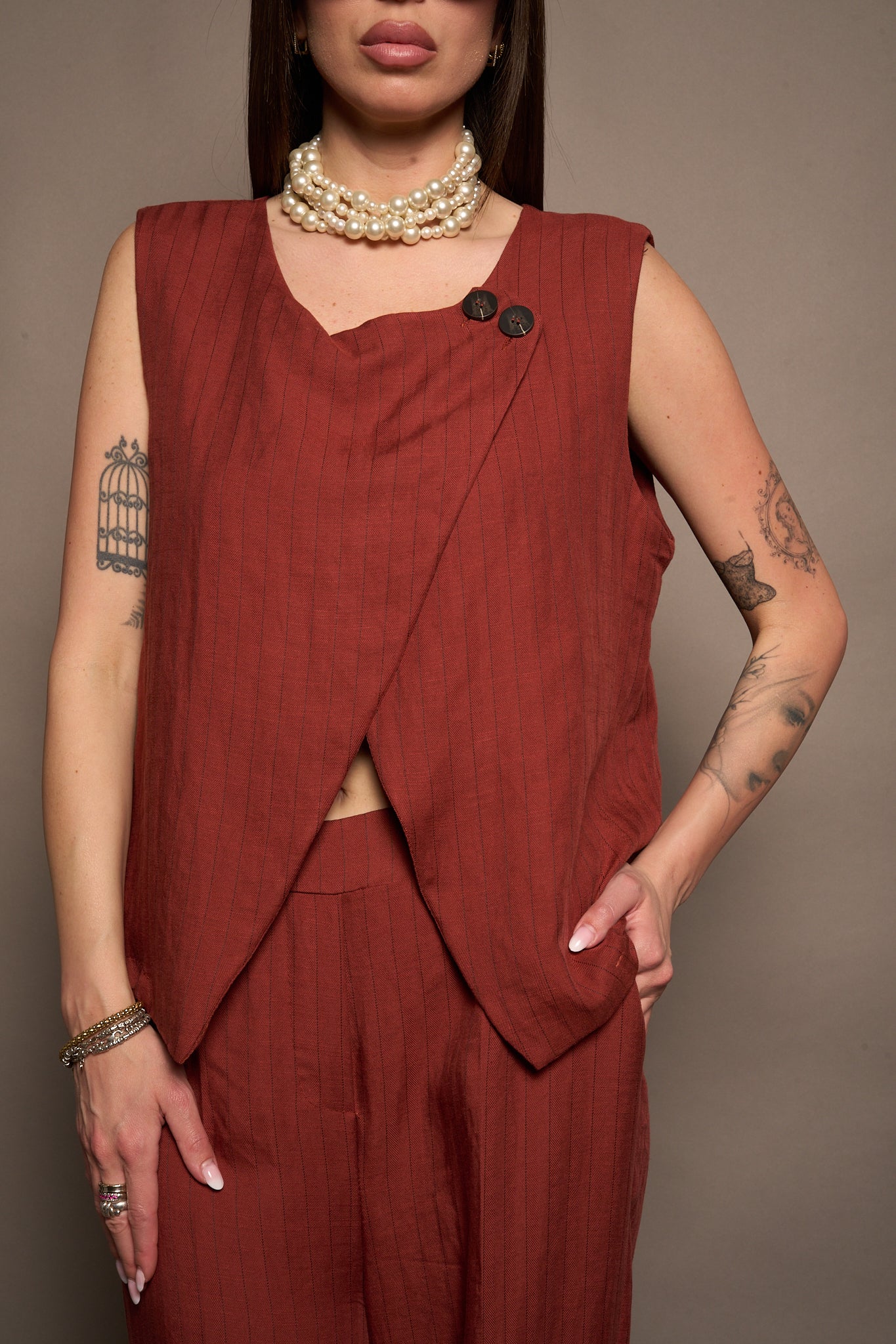 Gilet righe mattone