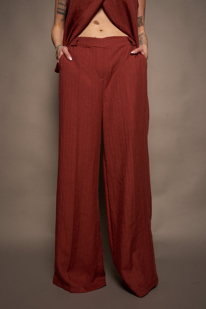 Pantalone righe mattone