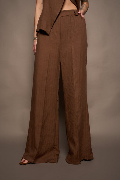Pantalone righe marrone