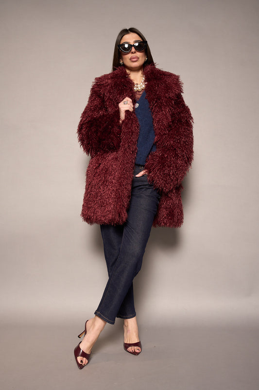 Cappotto eco mongolia bordeaux