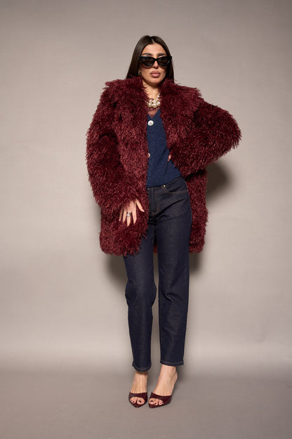 Cappotto eco mongolia bordeaux