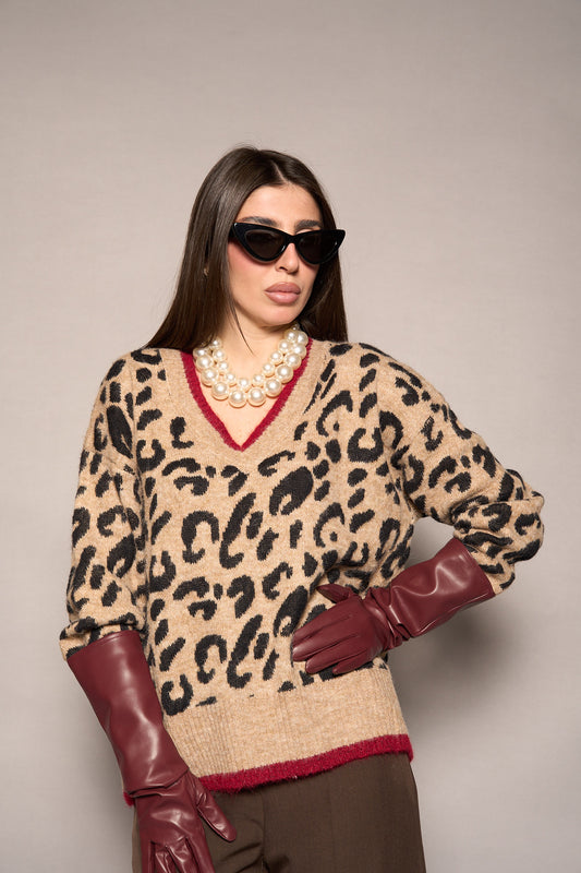 Maglione leo scollo V