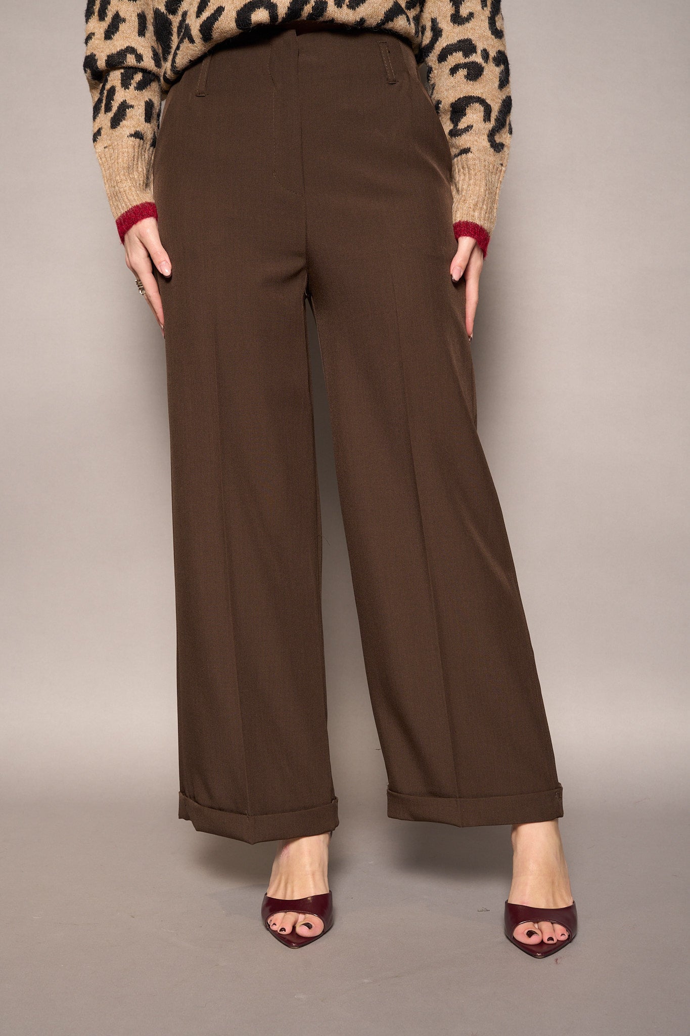 Pantalone piega marrone