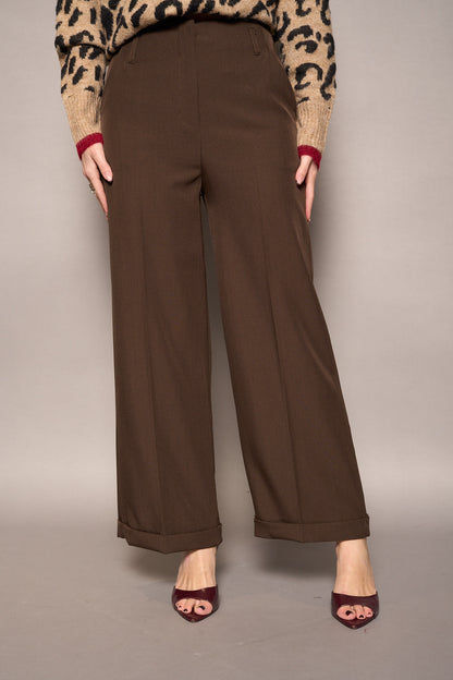 Pantalone piega marrone