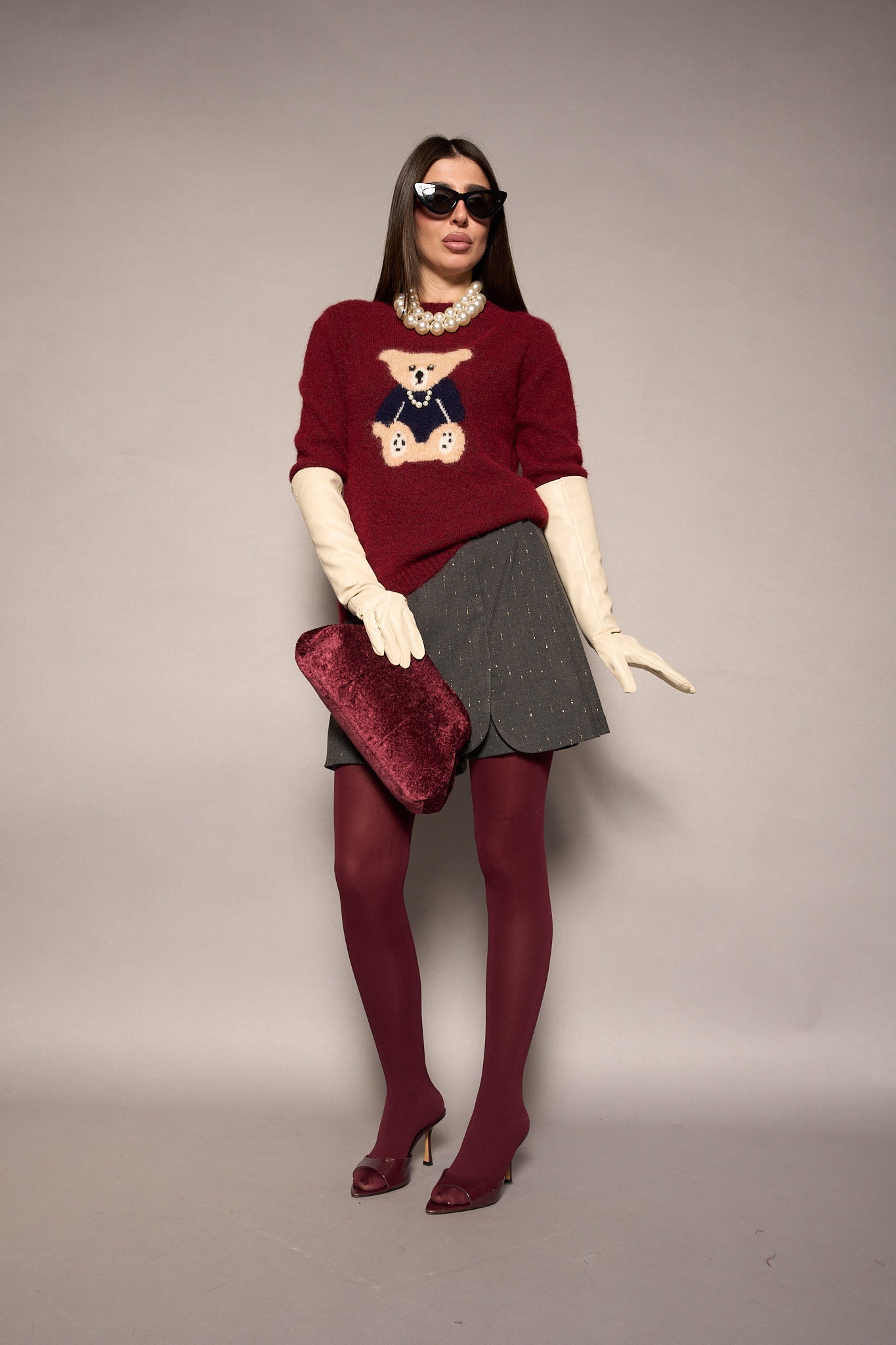 Maglione Teddy bordeaux
