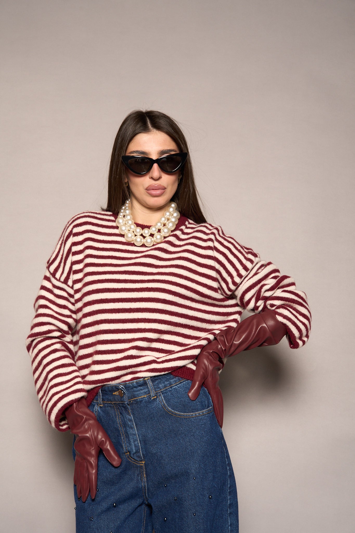 Maglione righe rosse