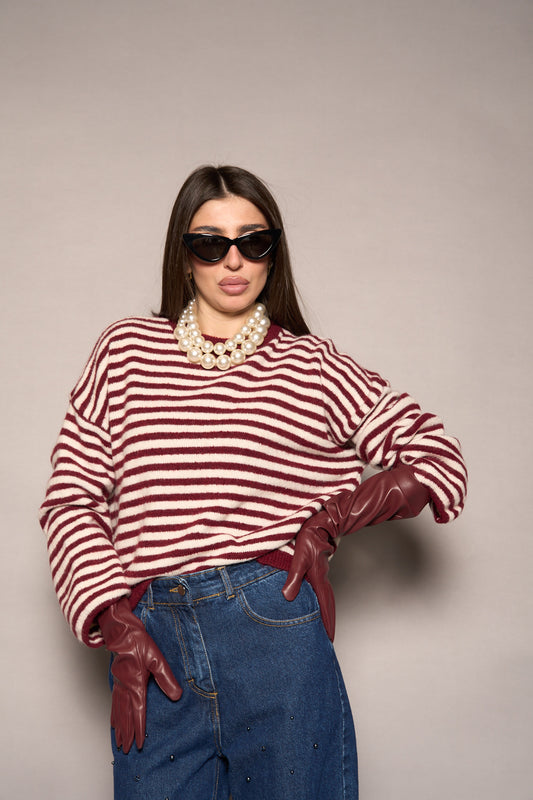 Maglione righe rosse