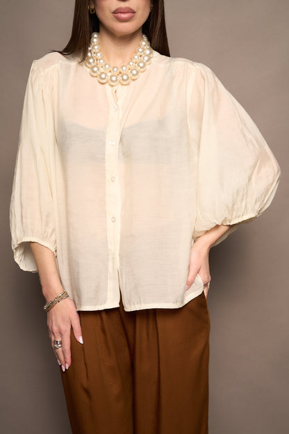 Camicia manica sbuffo bianca