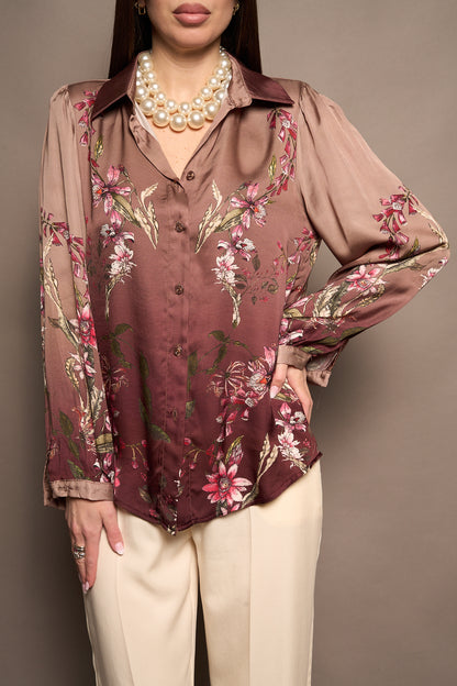 Camicia fiori bordeaux