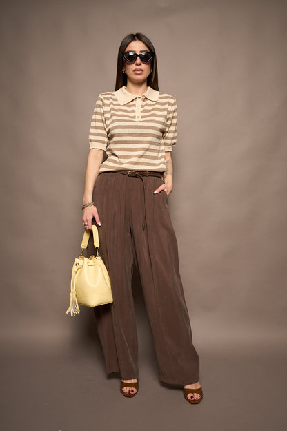 Pantalone marrone viscosa