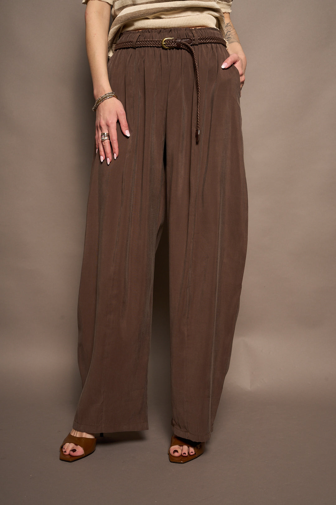Pantalone marrone viscosa