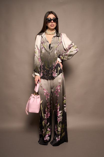 Camicia fiori nero