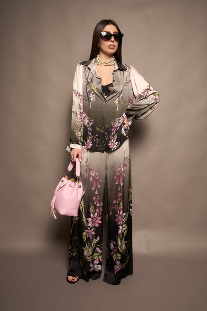 Pantalone fiori nero