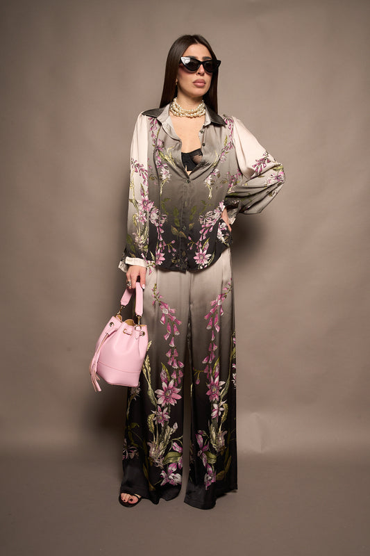 Pantalone fiori nero