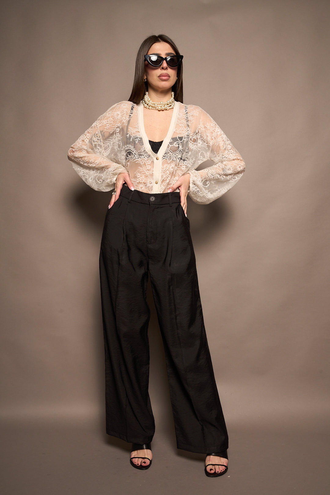 Cardigan pizzo bianco