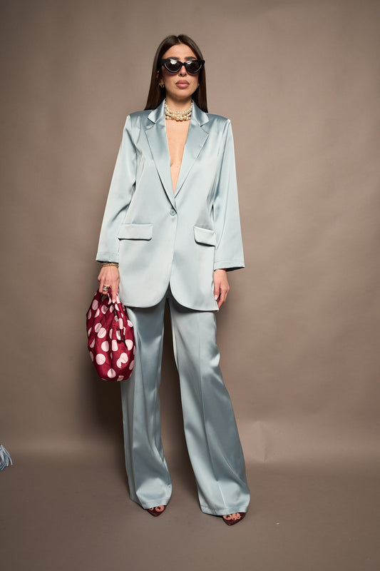 Pantalone satin azzurro