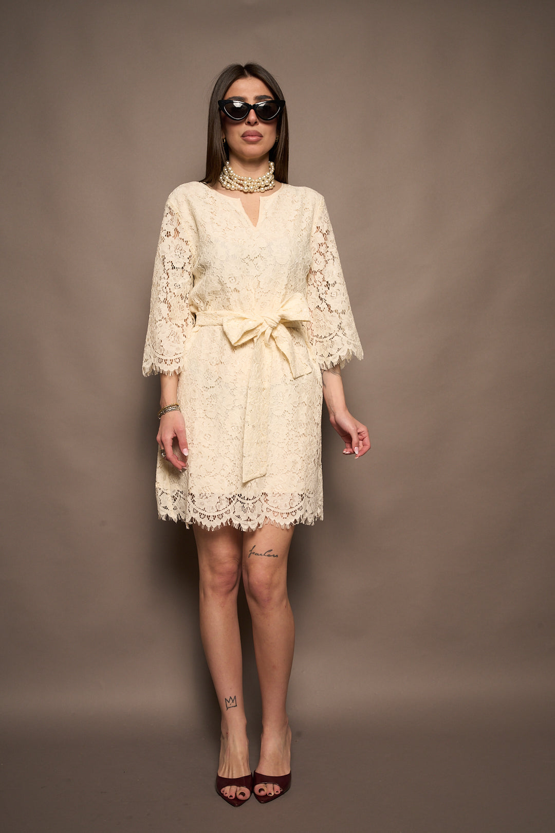 Vestito pizzo panna