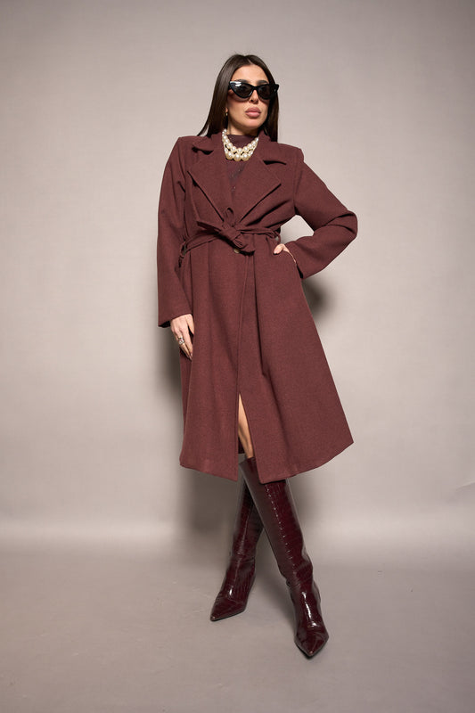 Cappotto cintura bordeaux